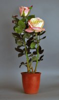 Цветок искусственный Роза в кашпо (3 бутона)