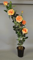 Цветок искусственный Роза в кашпо (8 бутонов)