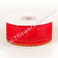 Лента органза с золотой каймой